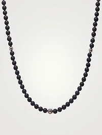 Matte Onyx And Silver Beaded Necklace