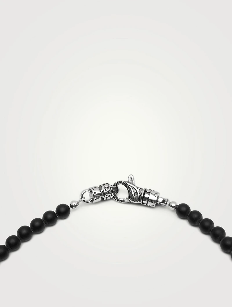 Matte Onyx And Silver Beaded Necklace