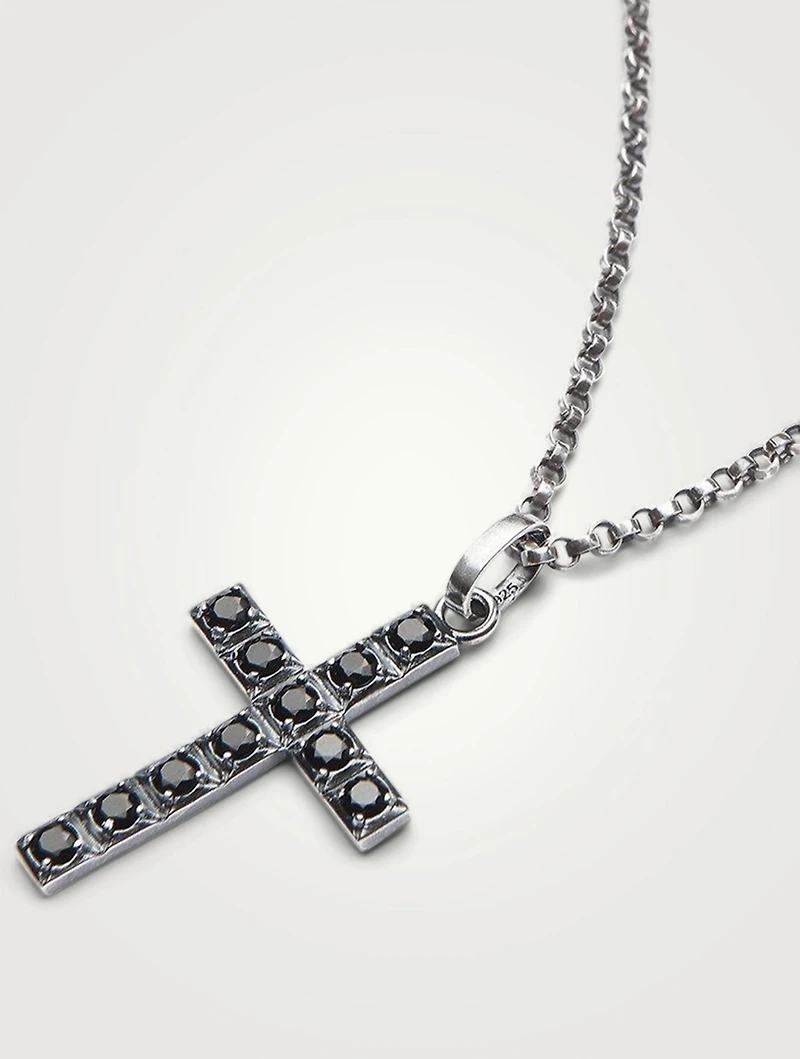 Stainless Steel And Silver Cross Pendant Necklace