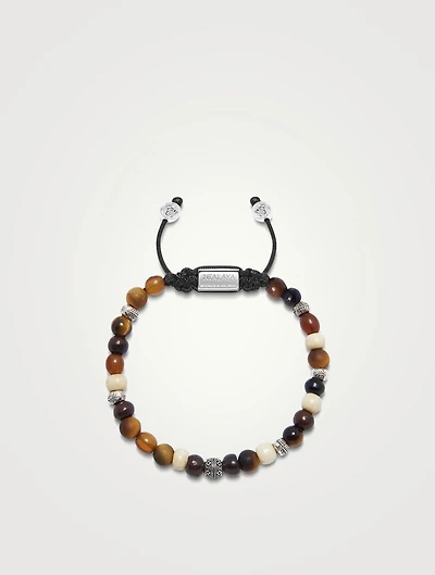 Beaded Bracelet With Brown Tiger Eye, Horn And Buffalo