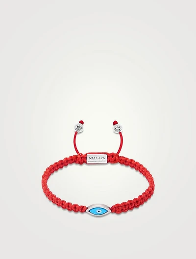 String Bracelet With Silver Evil Eye Bead
