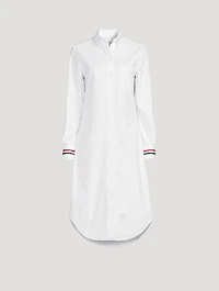 Oxford Midi Shirt Dress With Embroidered Cuffs