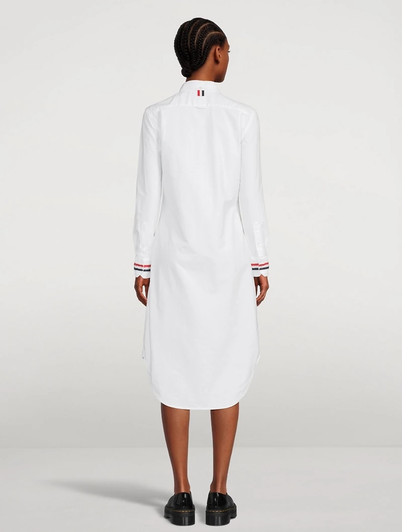 Oxford Midi Shirt Dress With Embroidered Cuffs