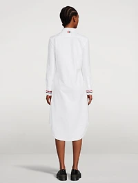 Oxford Midi Shirt Dress With Embroidered Cuffs