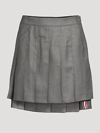 Wool Dropped Back Pleated Mini Skirt