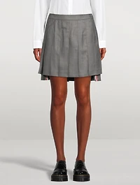 Wool Dropped Back Pleated Mini Skirt