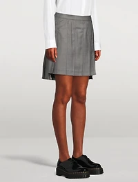 Wool Dropped Back Pleated Mini Skirt