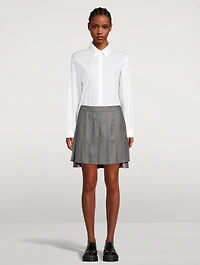 Wool Dropped Back Pleated Mini Skirt