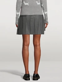 Wool Dropped Back Pleated Mini Skirt