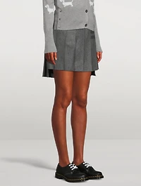 Wool Dropped Back Pleated Mini Skirt
