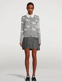 Wool Dropped Back Pleated Mini Skirt