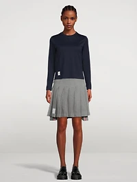 Dropped Back Pleated Mini Skirt