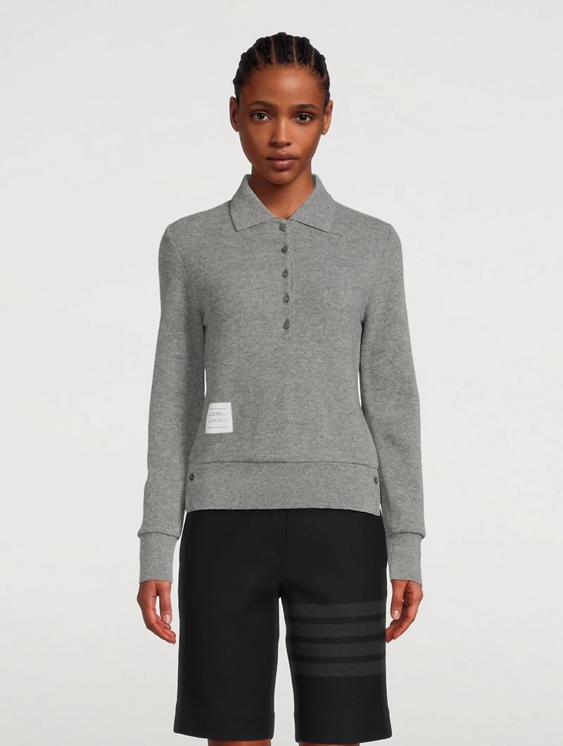 Long-Sleeve Cashmere Polo Sweater
