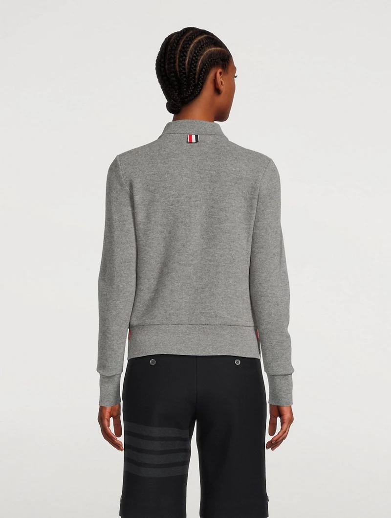 Long-Sleeve Cashmere Polo Sweater