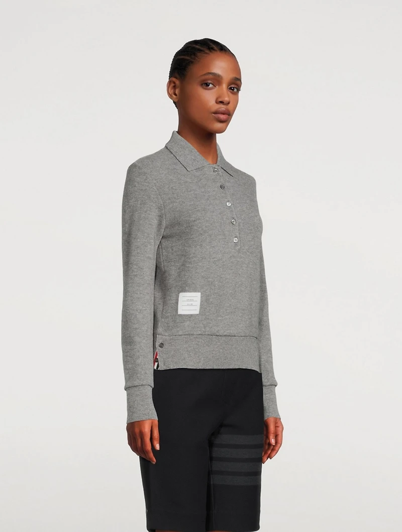 Long-Sleeve Cashmere Polo Sweater