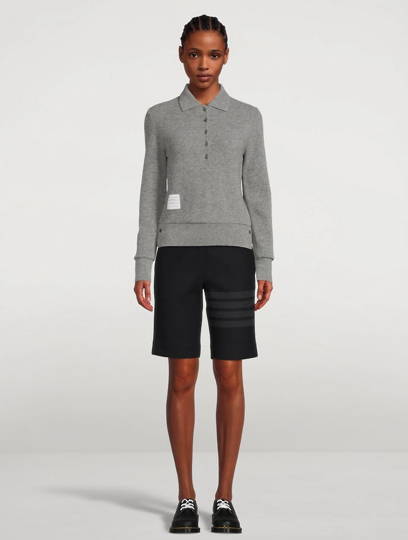 Long-Sleeve Cashmere Polo Sweater