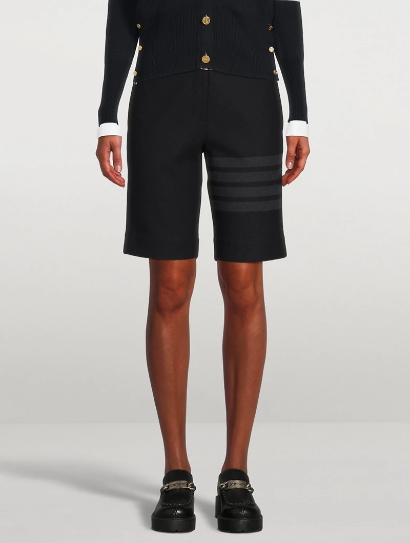 Cotton Four-Bar Bermuda Shorts