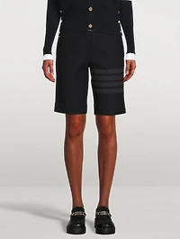 Cotton Four-Bar Bermuda Shorts