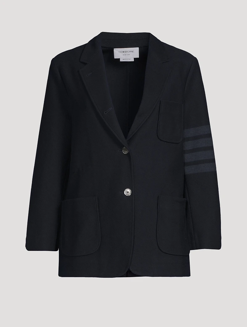 Double Face Tech Twill Sack Jacket With Tonal Four-Bar