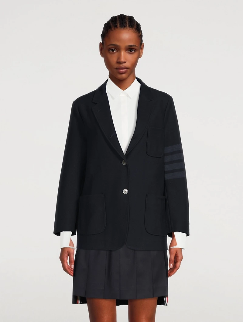 Double Face Tech Twill Sack Jacket With Tonal Four-Bar