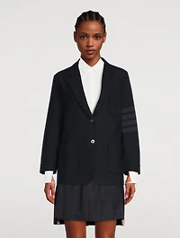 Double Face Tech Twill Sack Jacket With Tonal Four-Bar