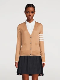 Wool Cardigan With Four-Bar Stripe