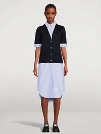 Oxford And Wool Cardigan Shirt Dress