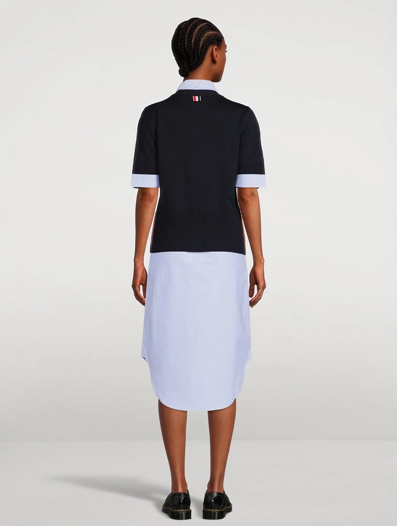 Oxford And Wool Cardigan Shirt Dress