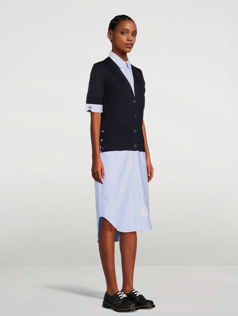 Oxford And Wool Cardigan Shirt Dress