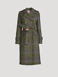 Madras Check Double-Breasted Wool Coat