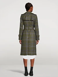 Madras Check Double-Breasted Wool Coat