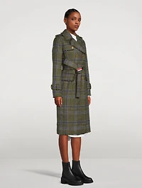 Madras Check Double-Breasted Wool Coat