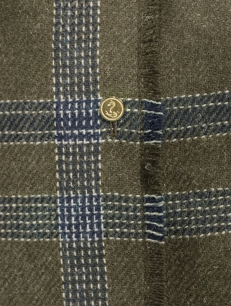 Madras Check Double-Breasted Wool Coat