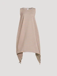 Crispy Sleeveless Midi Dress In Striped Print