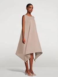 Crispy Sleeveless Midi Dress In Striped Print