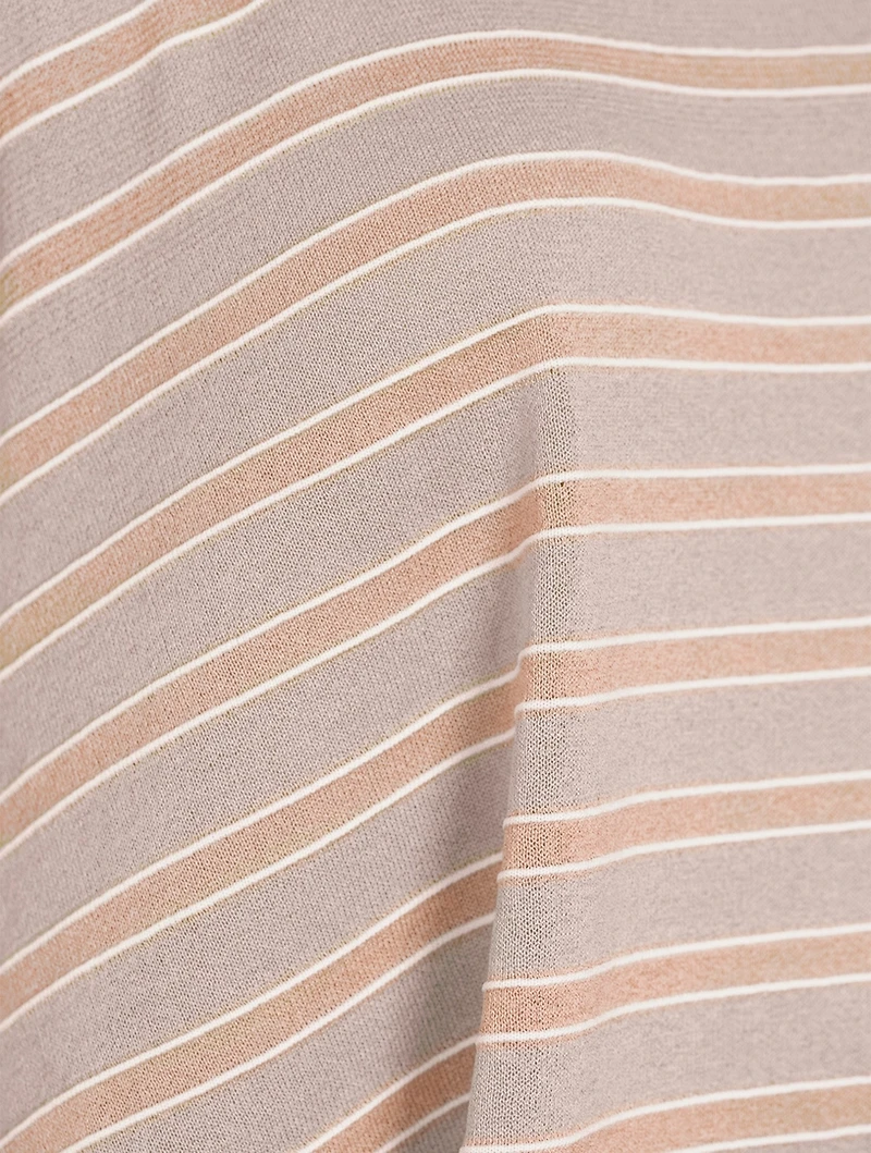 Crispy Sleeveless Midi Dress In Striped Print