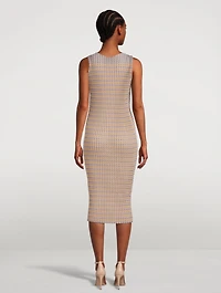 Spongy Sleeveless Midi Dress In Striped Print