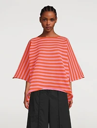 Crispy Cotton-Blend Top In Striped Print