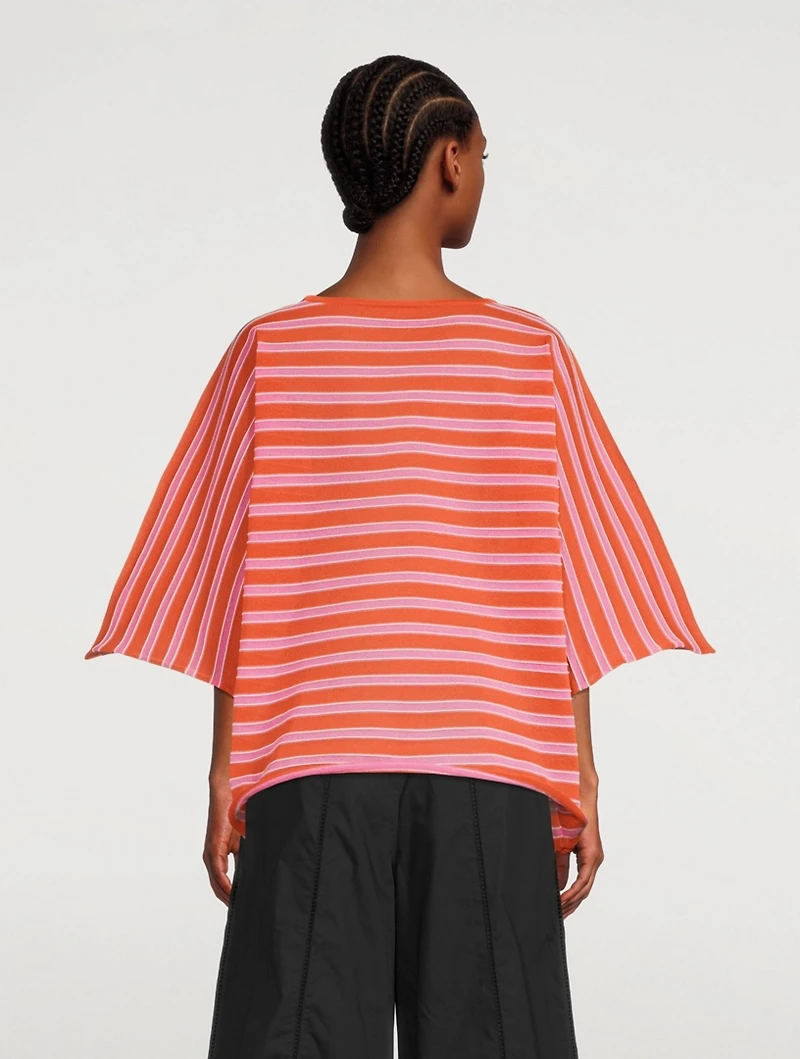 Crispy Cotton-Blend Top In Striped Print
