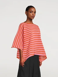 Crispy Cotton-Blend Top In Striped Print