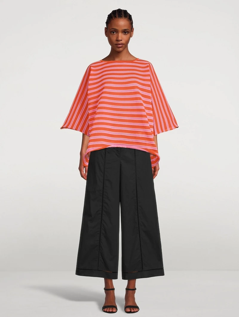 Crispy Cotton-Blend Top In Striped Print