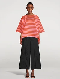 Crispy Cotton-Blend Top In Striped Print