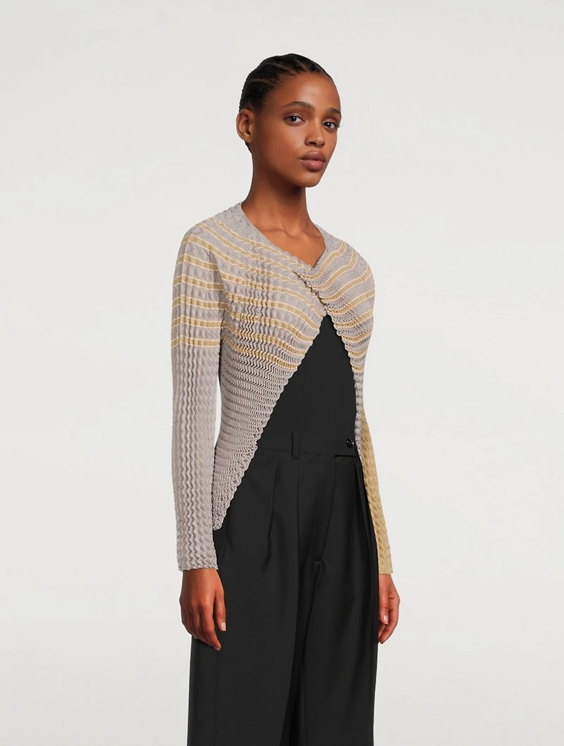 Spongy Cardigan In Striped Print