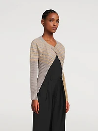 Spongy Cardigan In Striped Print