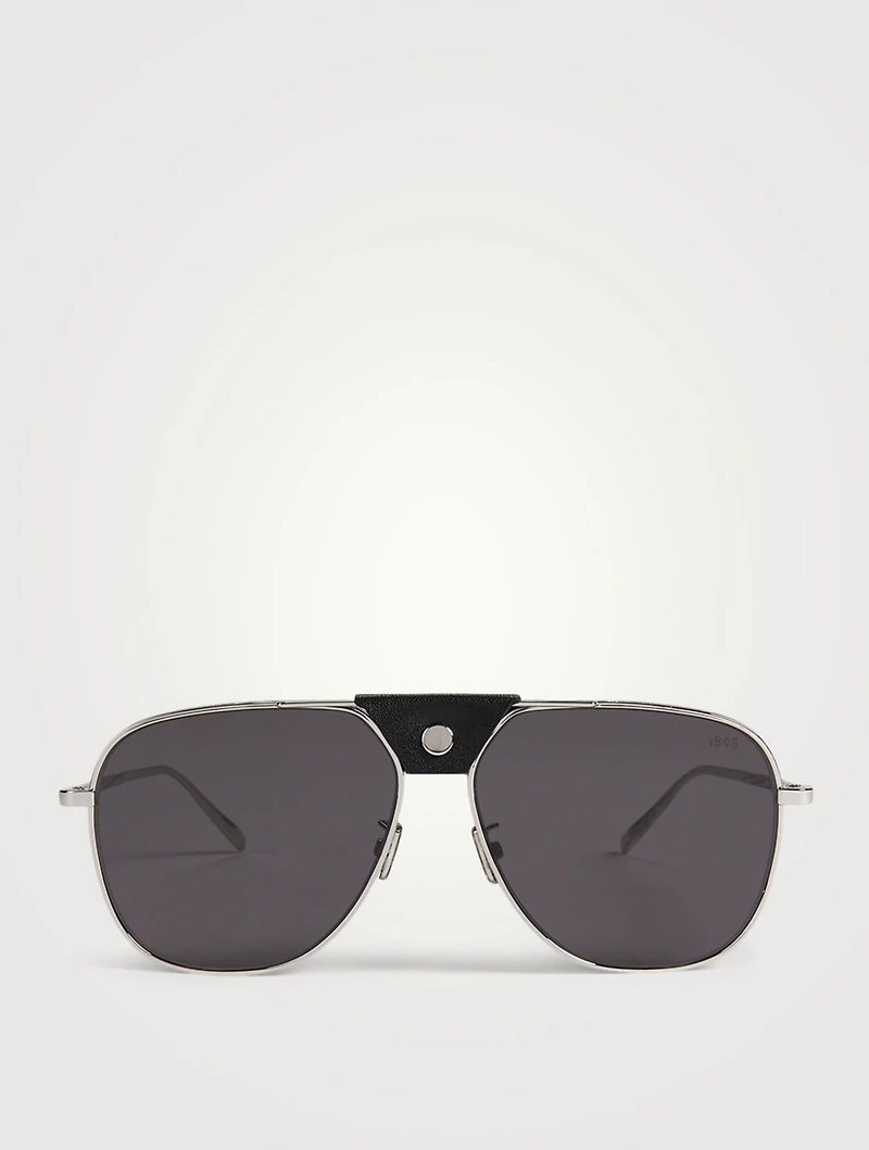 Phoenix Aviator Sunglasses With Leather Trim