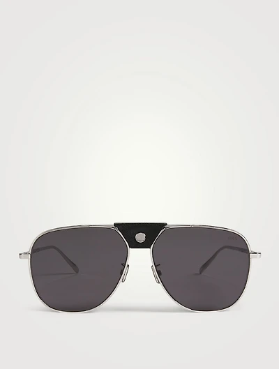 Phoenix Aviator Sunglasses With Leather Trim