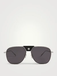 Phoenix Aviator Sunglasses With Leather Trim
