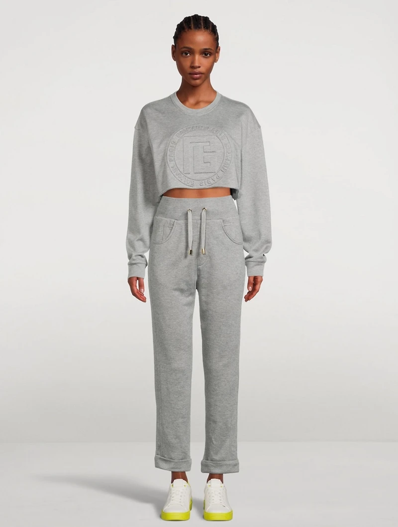 Embossed Logo Cropped Sweatshirt