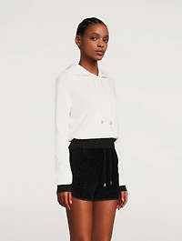 Wool-Blend Cropped Hoodie