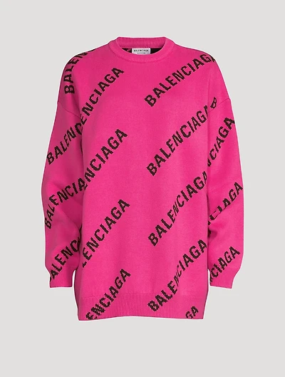 Cotton And Wool Sweater Logo Print